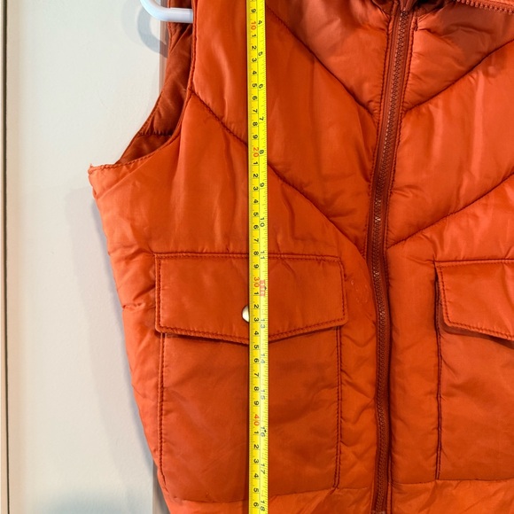 Reversible Burnt Orange Puffer Vest Quilted Utility Style - Picture 6 of 8
